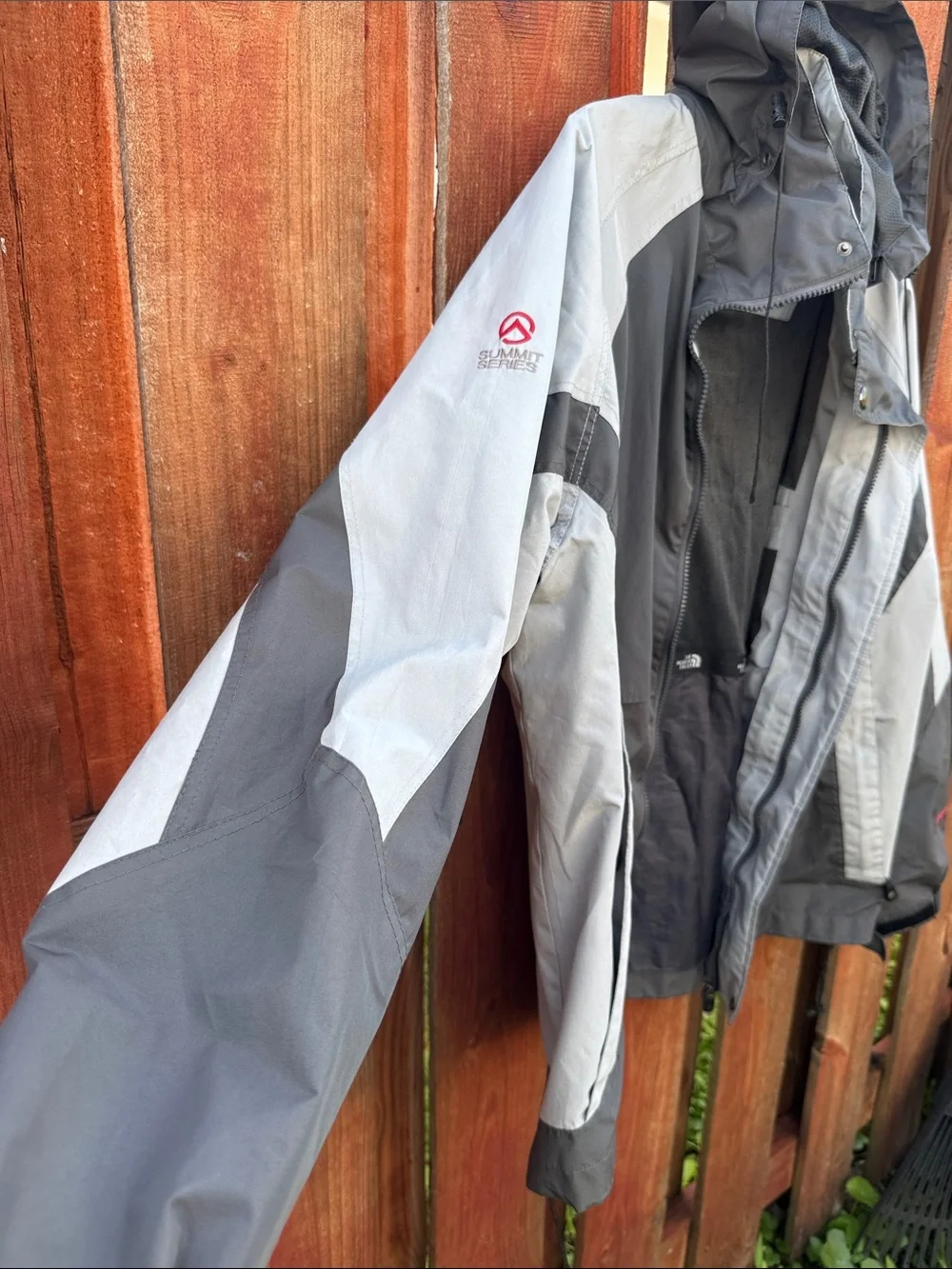 Two-Tone Gray Hooded Techwear Style Shell Jacket Size XXL
